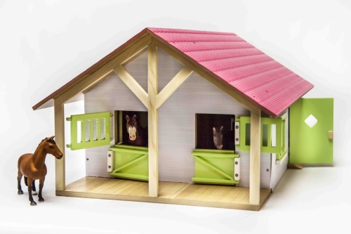 Kids Globe Paardenstal roze met 2 Boxen en Berging 1:24